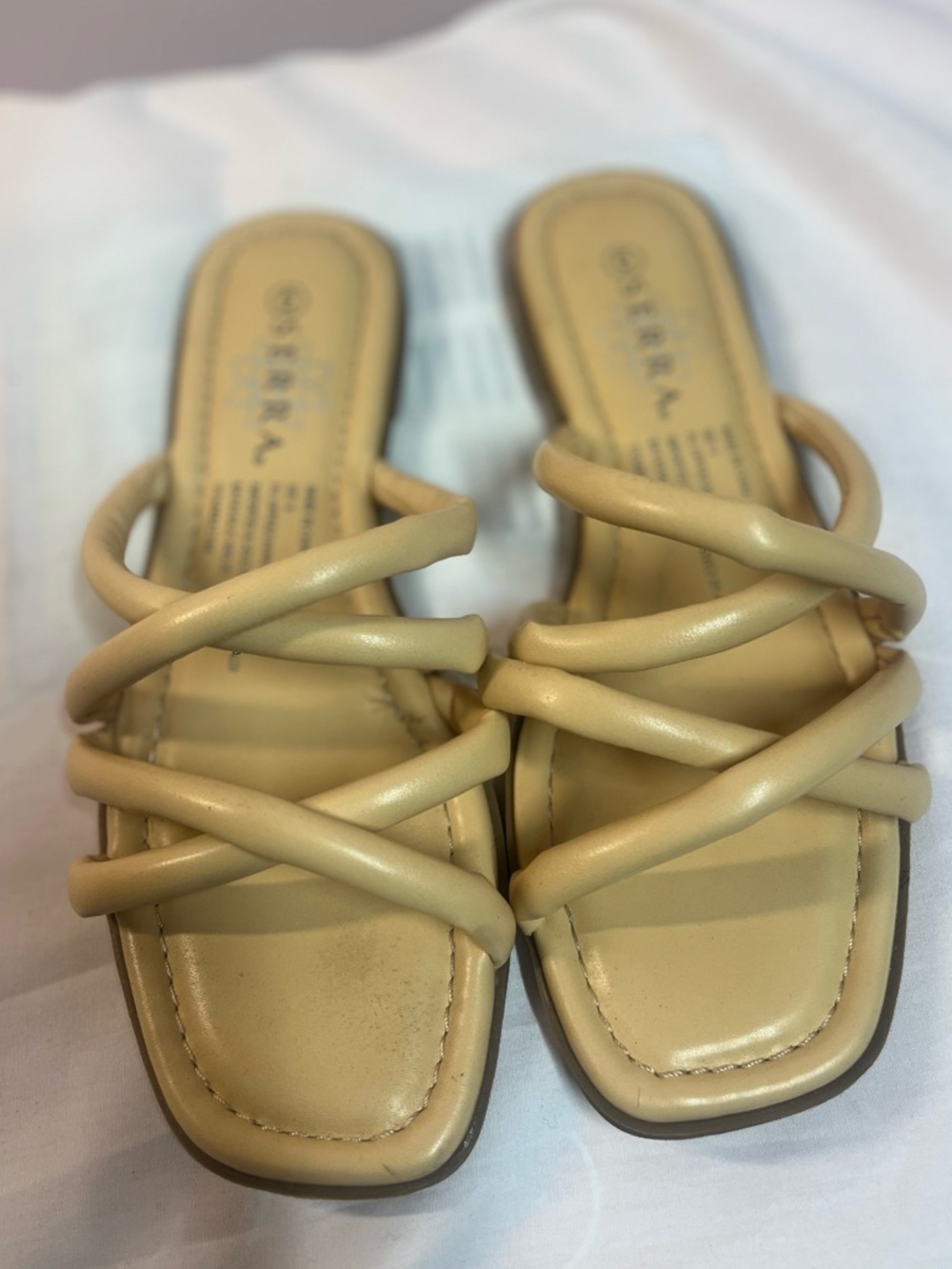 Serra Beige Crisscross Slide Sandals